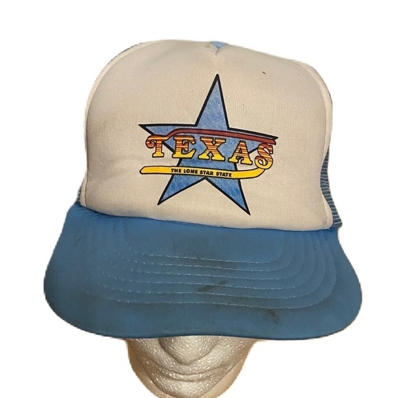 Vintage Texas the Lonestar State Trucker Hat Mesh Snap Back Blue - Picture 1 of 11
